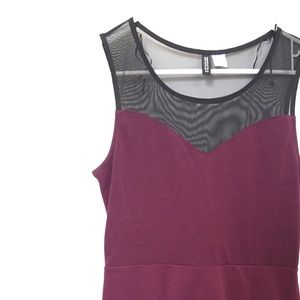 Wine/Burgundy H&M Dress with Mesh Neckline